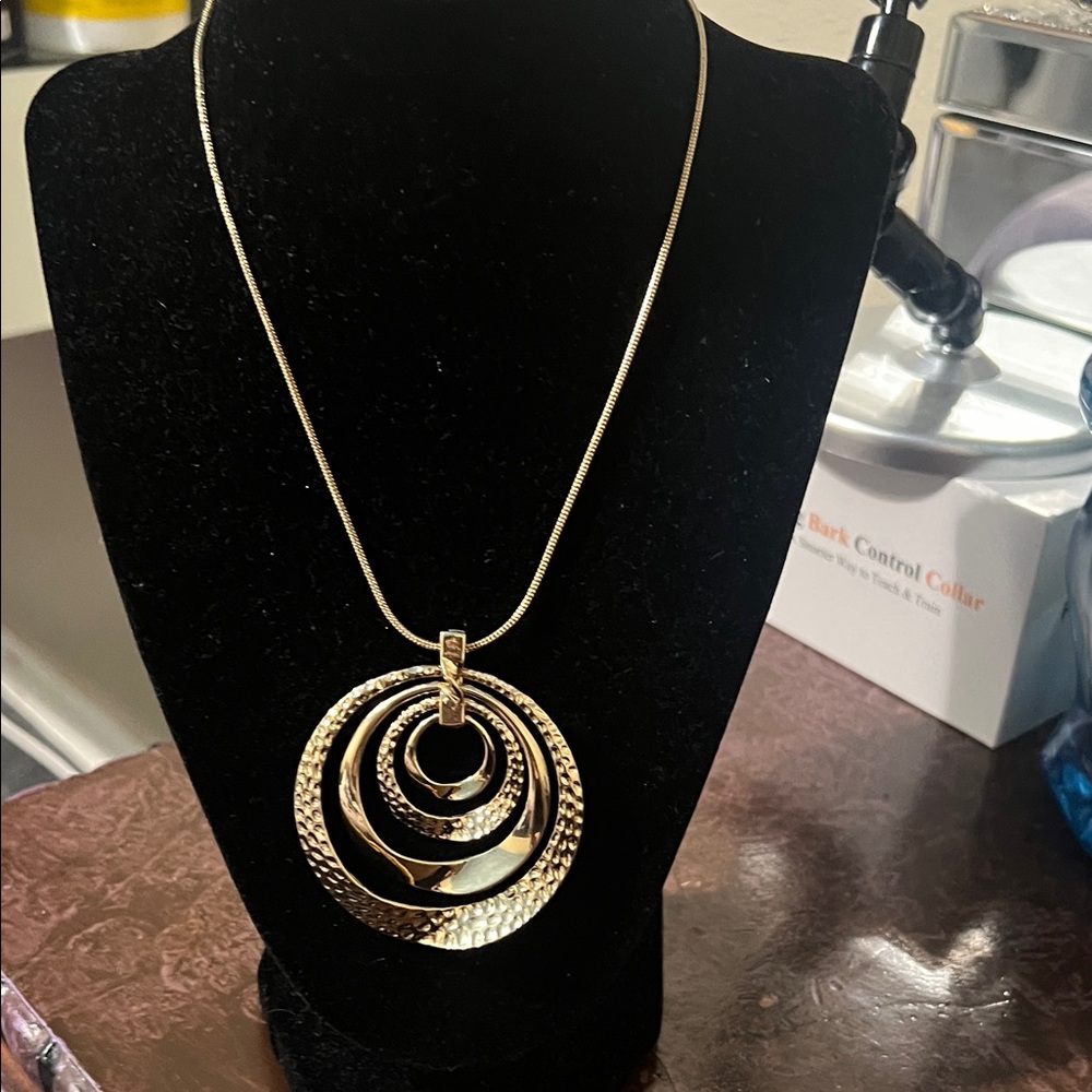 Gold Layered Circle Pendant Necklace - Women Jewelry